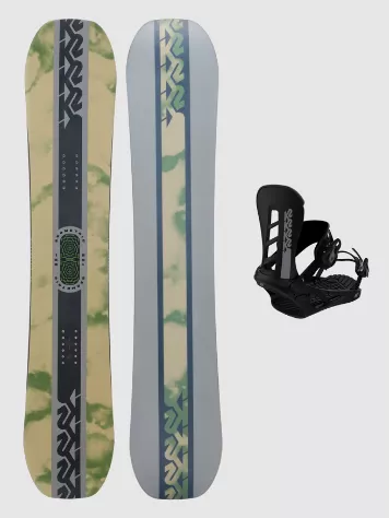 K2 Geometric + Sonic Blk L 2024 Snowboard Set 3 K2 Geometric + Sonic Blk L 2024 Snowboard Set